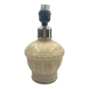 COPY - Vintage Kaadan Floral Milk Glass Lamp - White Cased Glass Electric Lamp